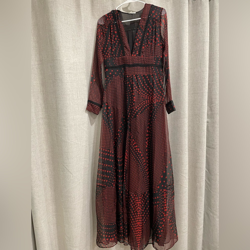 Eywasouls Malibu Claire Maxi Dress Black and Red Travel and Holiday Size XS